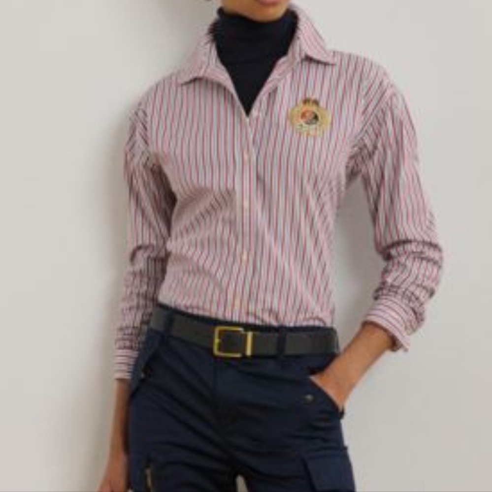 Ralph Lauren, LRL Relaxed Fit Striped Broadcloth Crest Logo Shirt, Size XS - Picture 2 of 11
